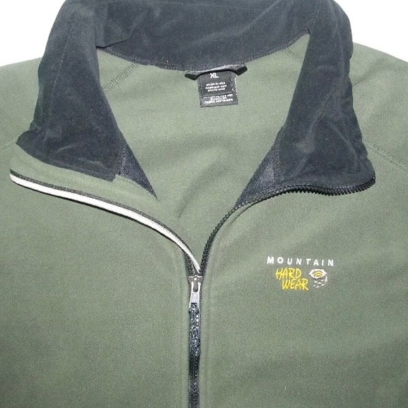 Mountain Hardwear Green Black Fleece Full Jacket Mens Size Extra Large XL - Picture 2 of 3